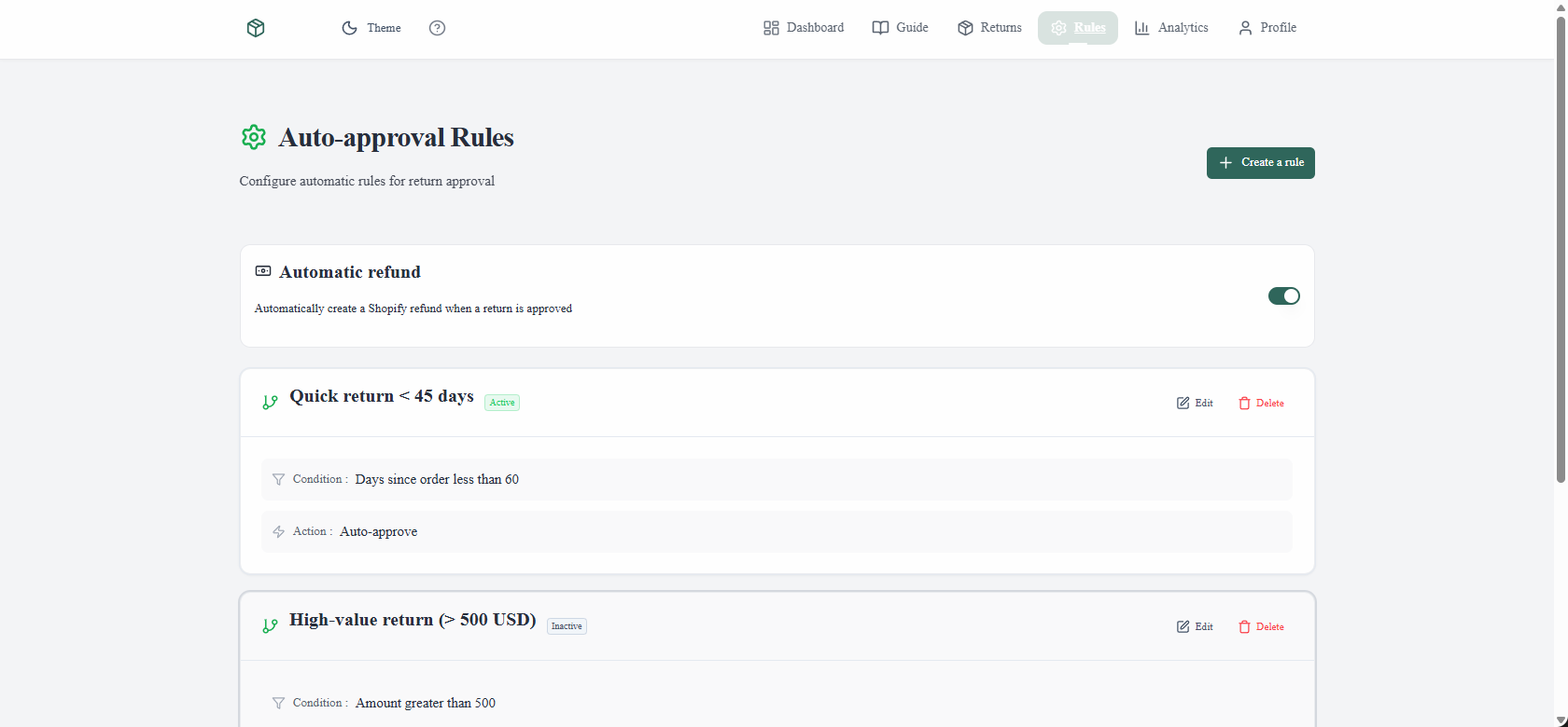 Règles d'approbation automatiques